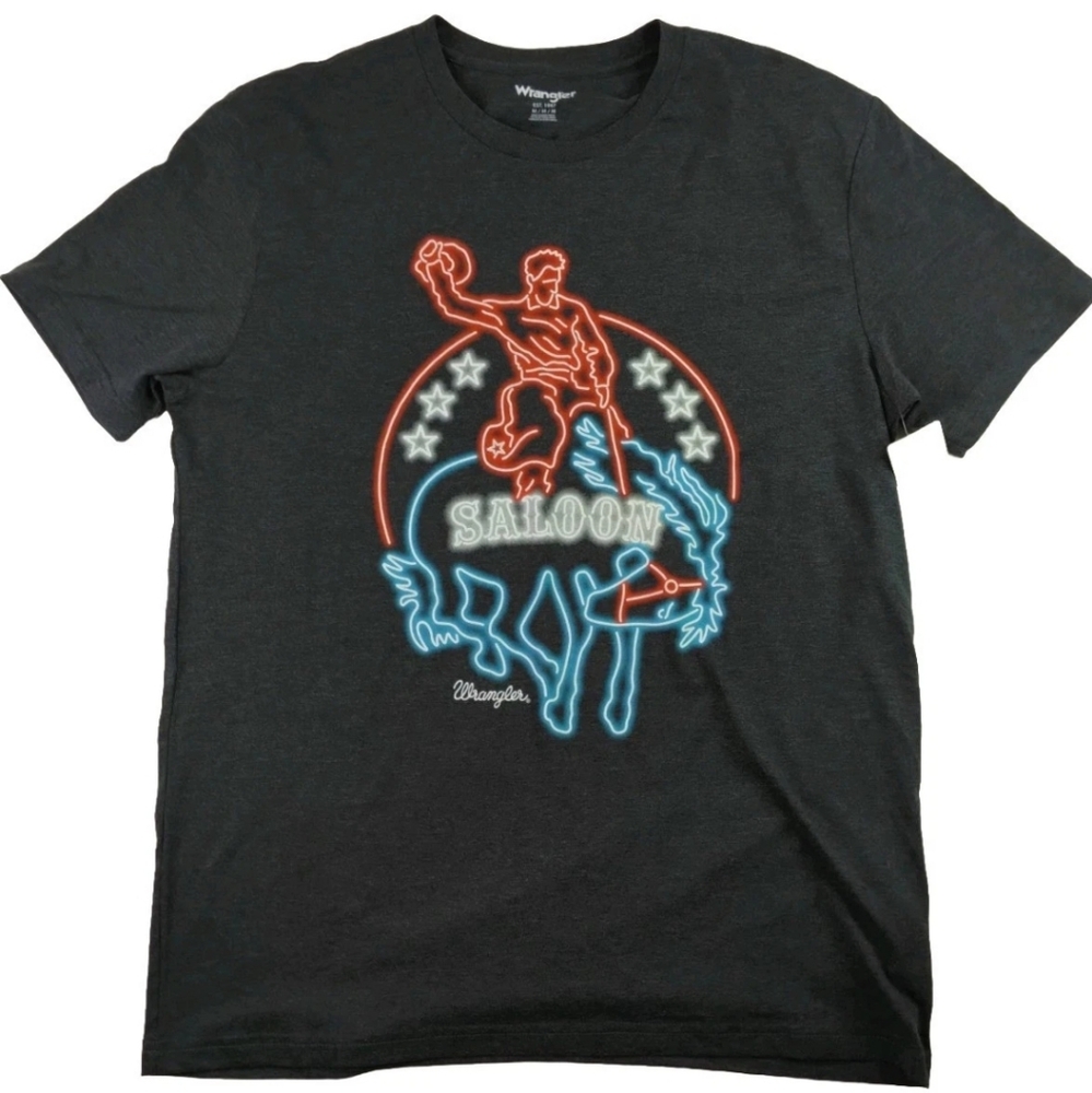 Wrangler Charcoal Cowboy Graphic Tee Mens Medium Nwot